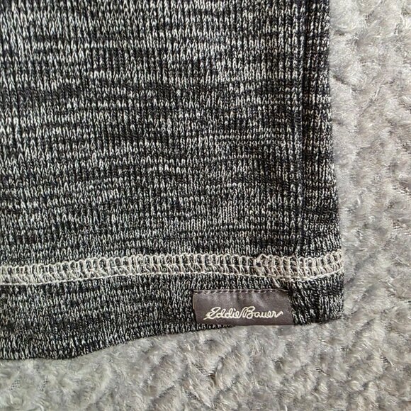 Eddie Bauer Men’s Quarter Zip Pullover Gray Heather Long Sleeve Cotton Blend - Picture 6 of 8